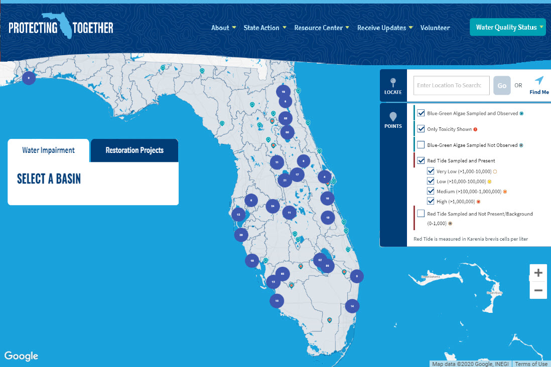 Image of Protecting Florida Together water quality dashboard