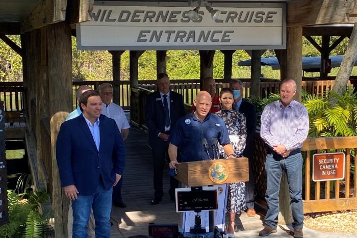 Governor DeSantis and Secretary Valenstein announced $50 million for more than 20 statewide springs restoration projects. The announcement was made at Weeki Wachee state park.